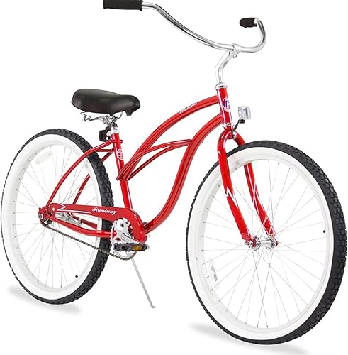 Miniatura 27 de Sixthreezero Urban Lady Beach Cruiser - Bicicleta híbrida de 3 velocidades para mujer Verde militar con llantas rosadas con asiento negro/puños