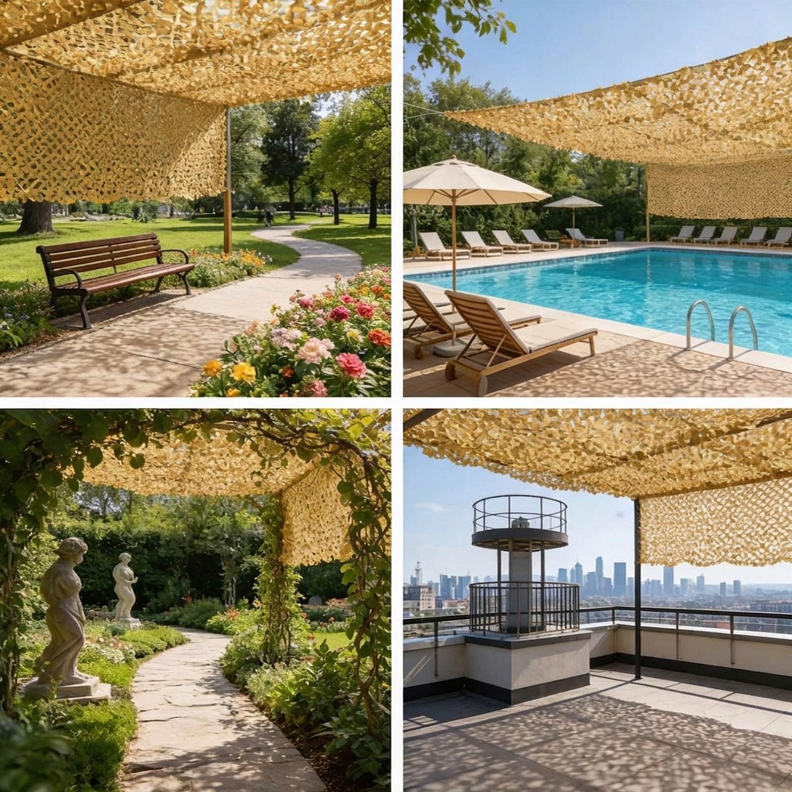 Red de Camuflaje Militar Reforzada Anti-UV Protección Solar Vela de Sombreado Terraza Pergola Jardín Caza Airsoft