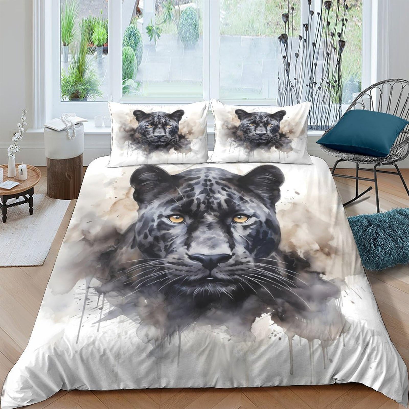 Ctjqhvkz Style-4 3D Printed Black Panther Fitted Sheet Microfiber Soft Breathable Smoke Art Mattress Cover For Bedroom Guest Room Single（135X200cm）