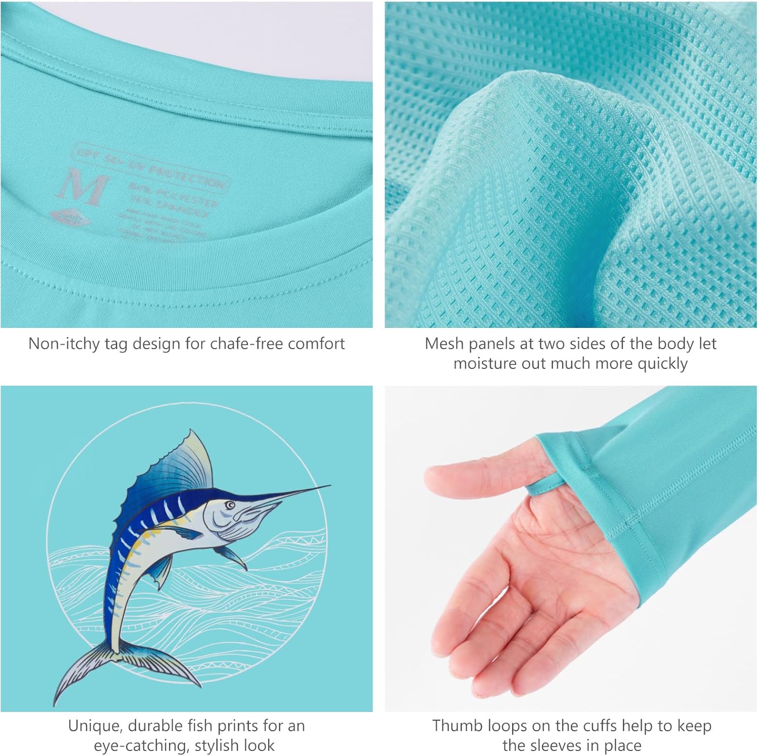 BASSDASH Men’s Fish Graphic UPF 50+ Long Sleeve Fishing Shirts Sun Protection Breathable Moisture Wicking T-Shirt - Image 4