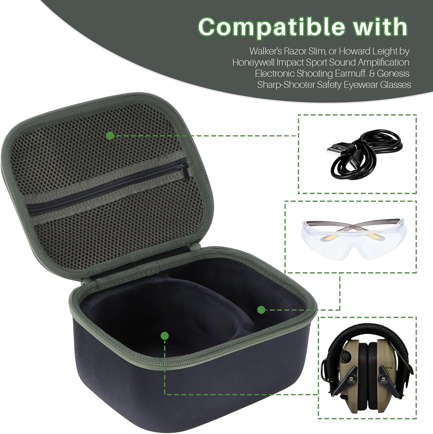Storage Case Compatible with Walker's Razor Slim Shooting Hearing Protection Electronic Earmuffs - Image 3