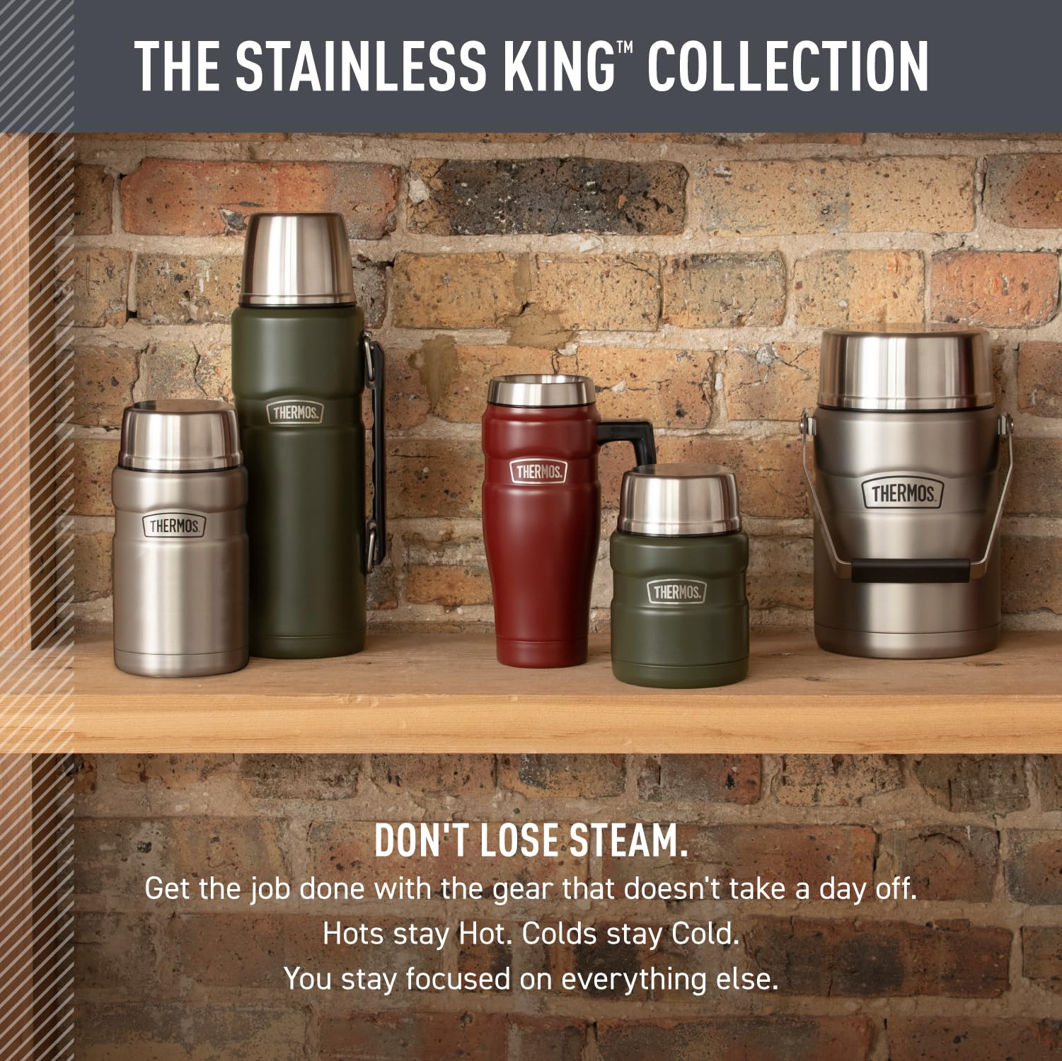 Thermos Taza de café Inoxidable King de 16 onzas Escritorio, Acero Mate
