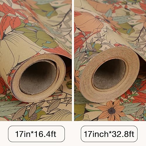 Vista 16 de Aimyoo Rollo de papel de estraza floral, papel de regalo de flores vintage para todas las ocasiones, para bodas, cumpleaños, despedidas de soltera