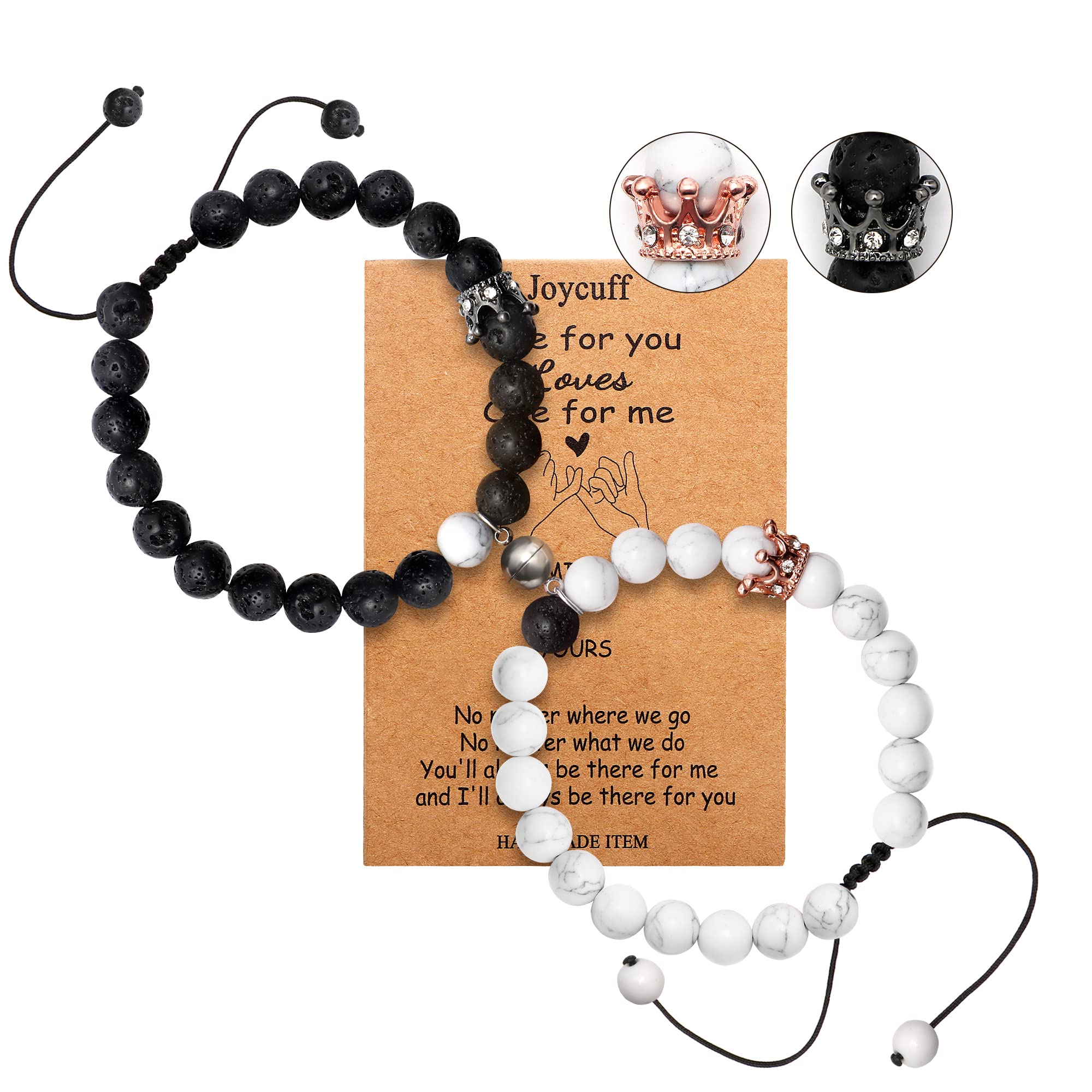 JoycuFFMatching Couple Bracelets For Men Women Him Or Her Boyfriend And Girlfriend Connecting Love Bracelets Gifts For Anniversary Birthday Christmas Beaded Jewelry