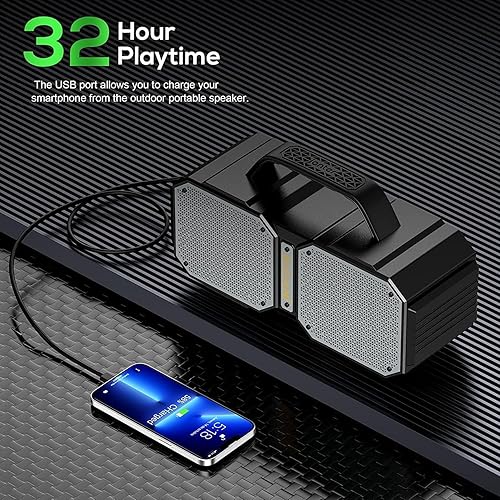 Miniatura 5 de BUGANI Altavoz Bluetooth de choque, portátil Bluetooth 5.3, impermeable, 60W Super Power, Altavoz al aire libre, (Nuevo modelo)