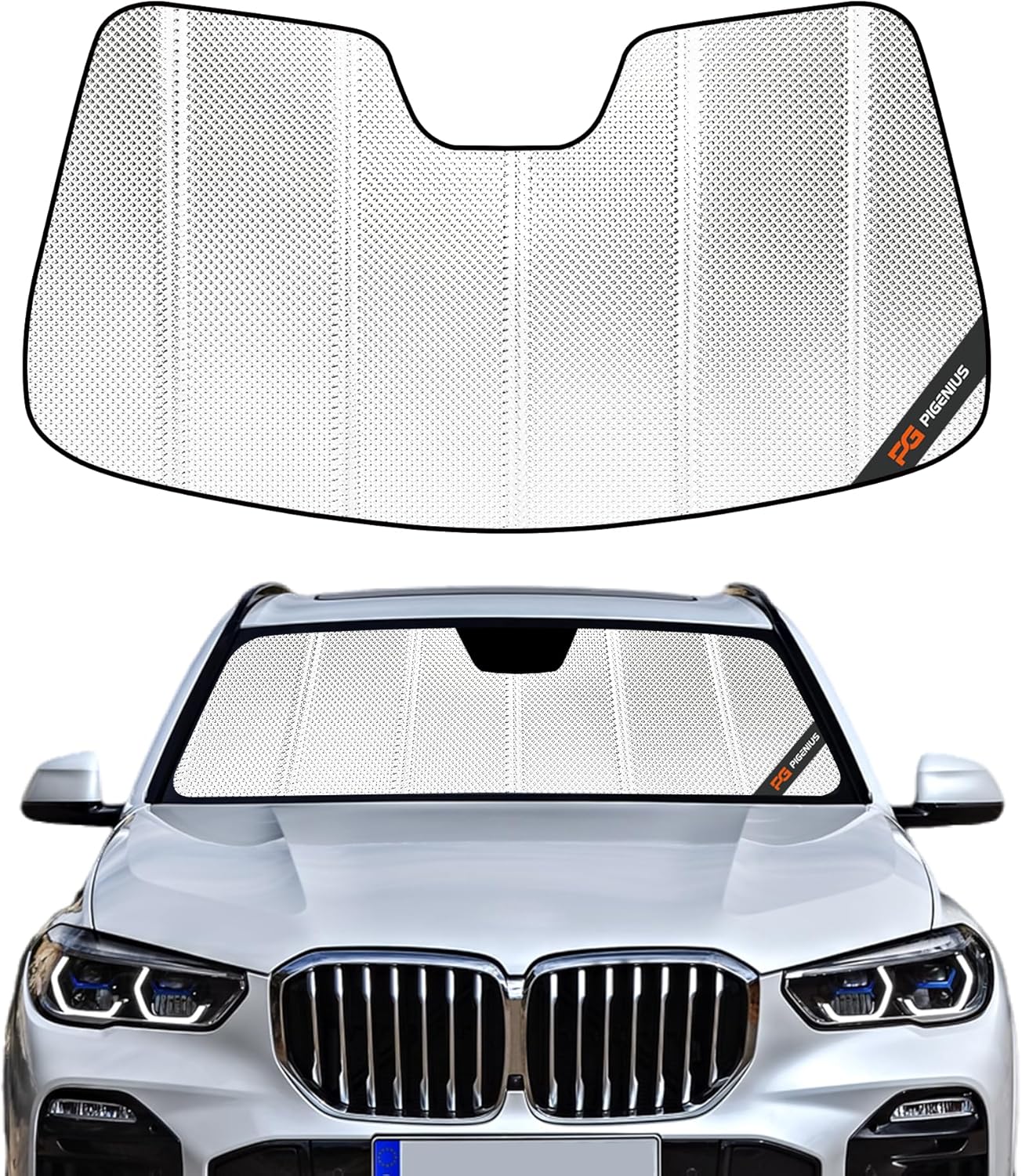 Windshield Sun Shade for BMW X5 2014-2018. Reflective Aluminum Film Front Window Sunshade - BLAZBLOCK 2014-2018 X5