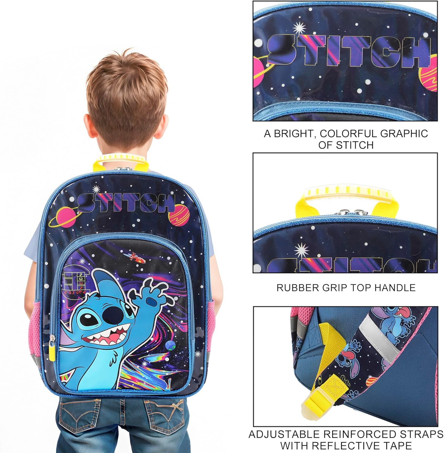 Disney's Stitch Space Character 16" Kid's Backpack For School And Travel - Image 2