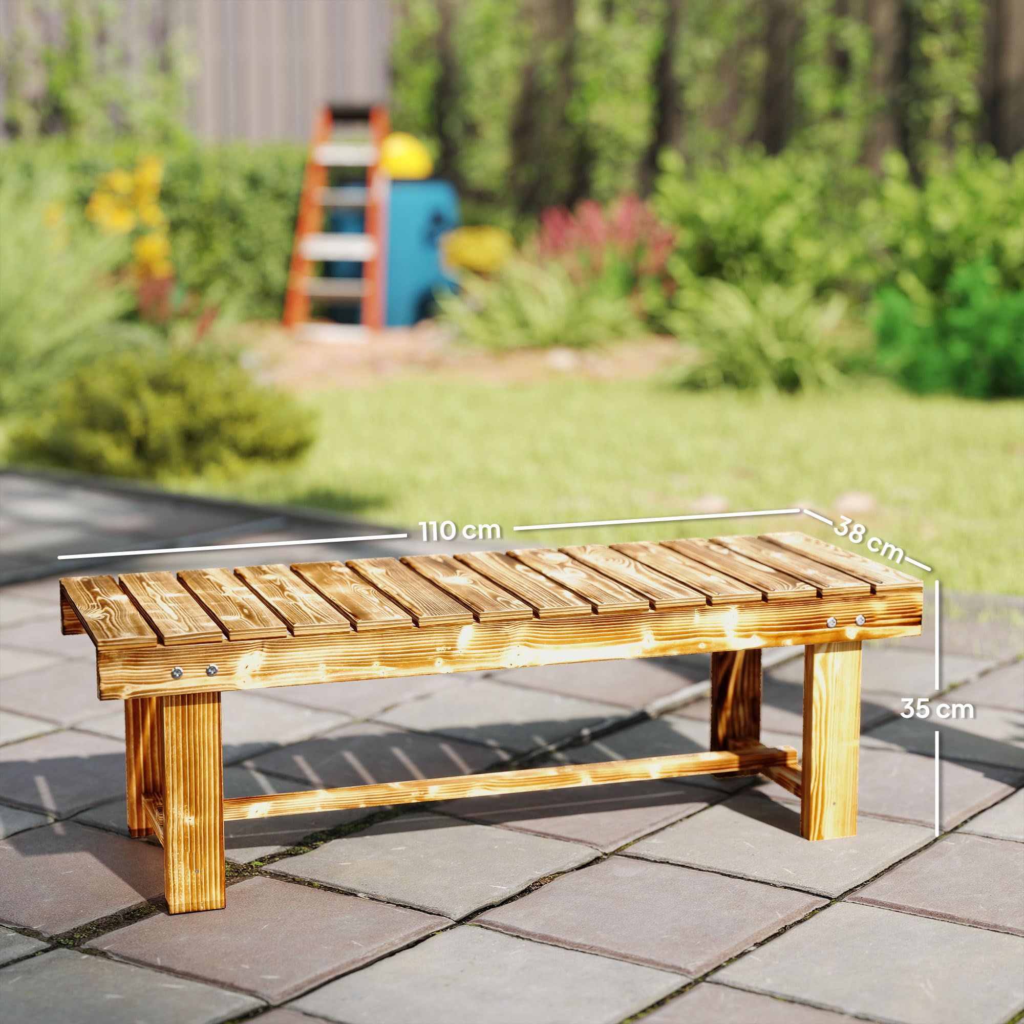 Outsunny Banco de jardín de 2 plazas de Madera, Resistente a la Intemperie, Muebles de jardín con Pintura Resistente al Agua, Banco de Parque, soporta 250 kg, Banco de Madera para balcón, terraza
