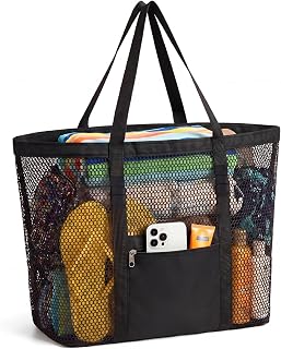 Dntorx Women's Mesh Beach Bag, Stylish Beach Tote for Swimming, Travel & Vacation Essentials, Lightweight Design for Poolside