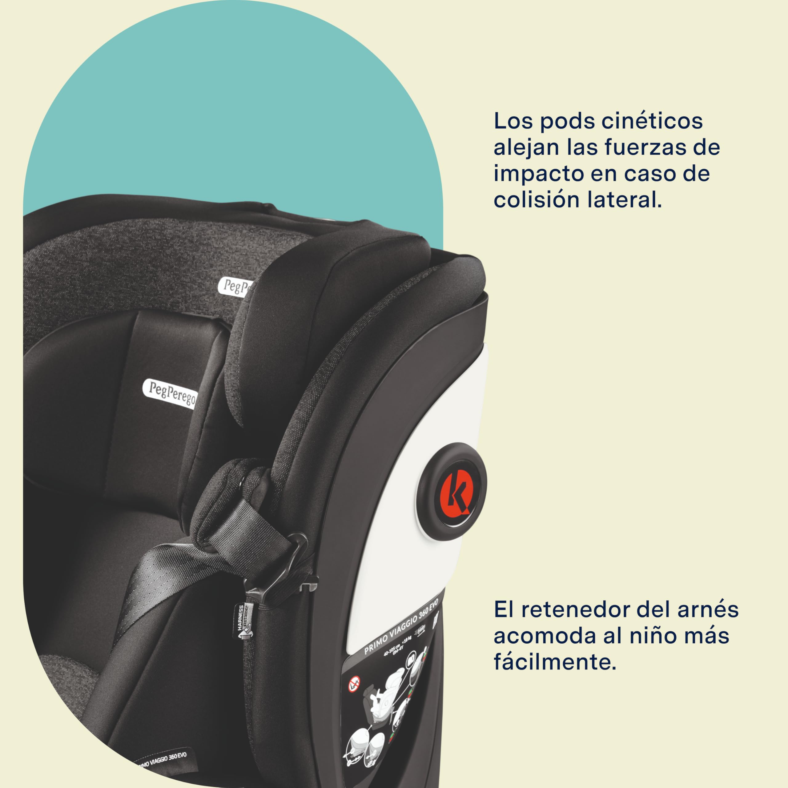 Peg Perego Primo Viaggio 360 EVO Silla de Coche Evolutiva All-In-One con ISOFIX, Giratoria, Reclinable, para Niños desde el nacimiento hasta 150 cm (0-12 años), 0-36 kg, Planet