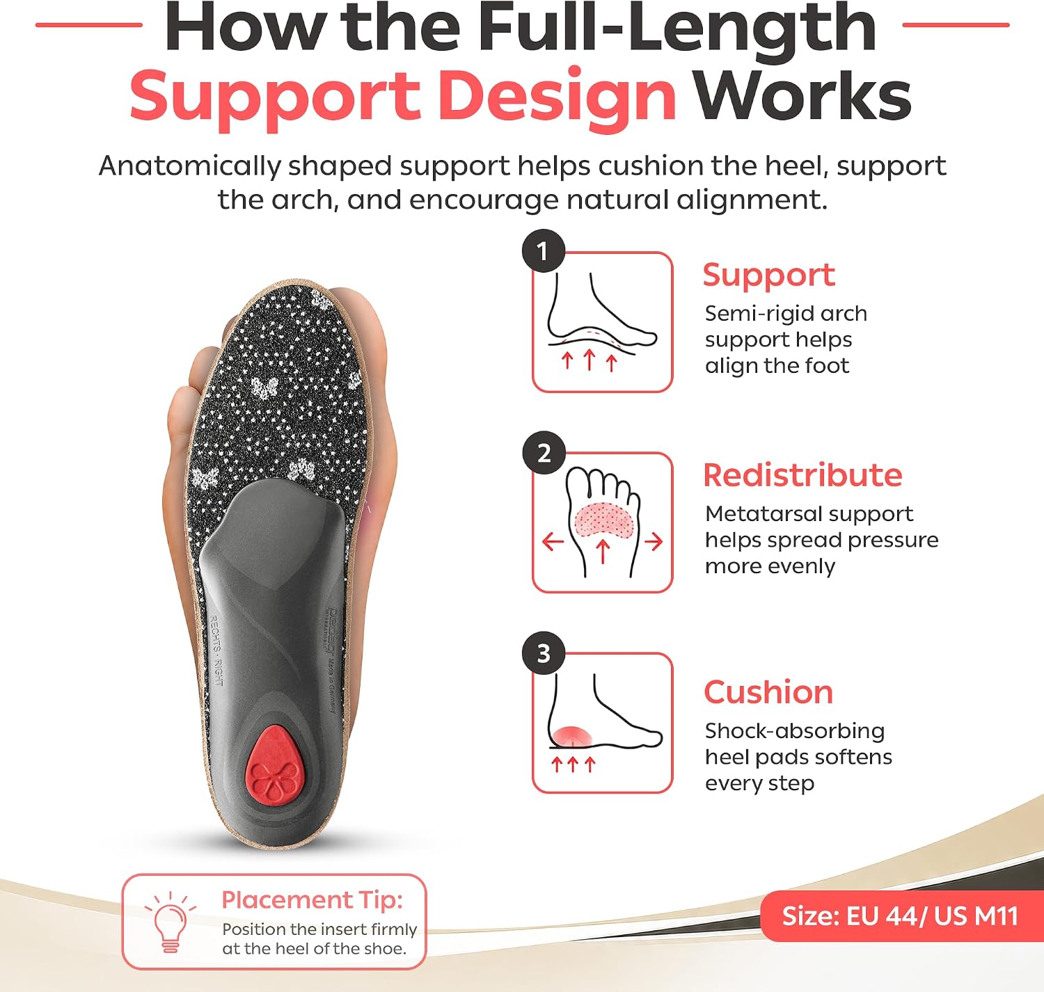 Pedag Viva Standard Arch Support Insoles Leather Shoe Inserts Size 11 Men image 5