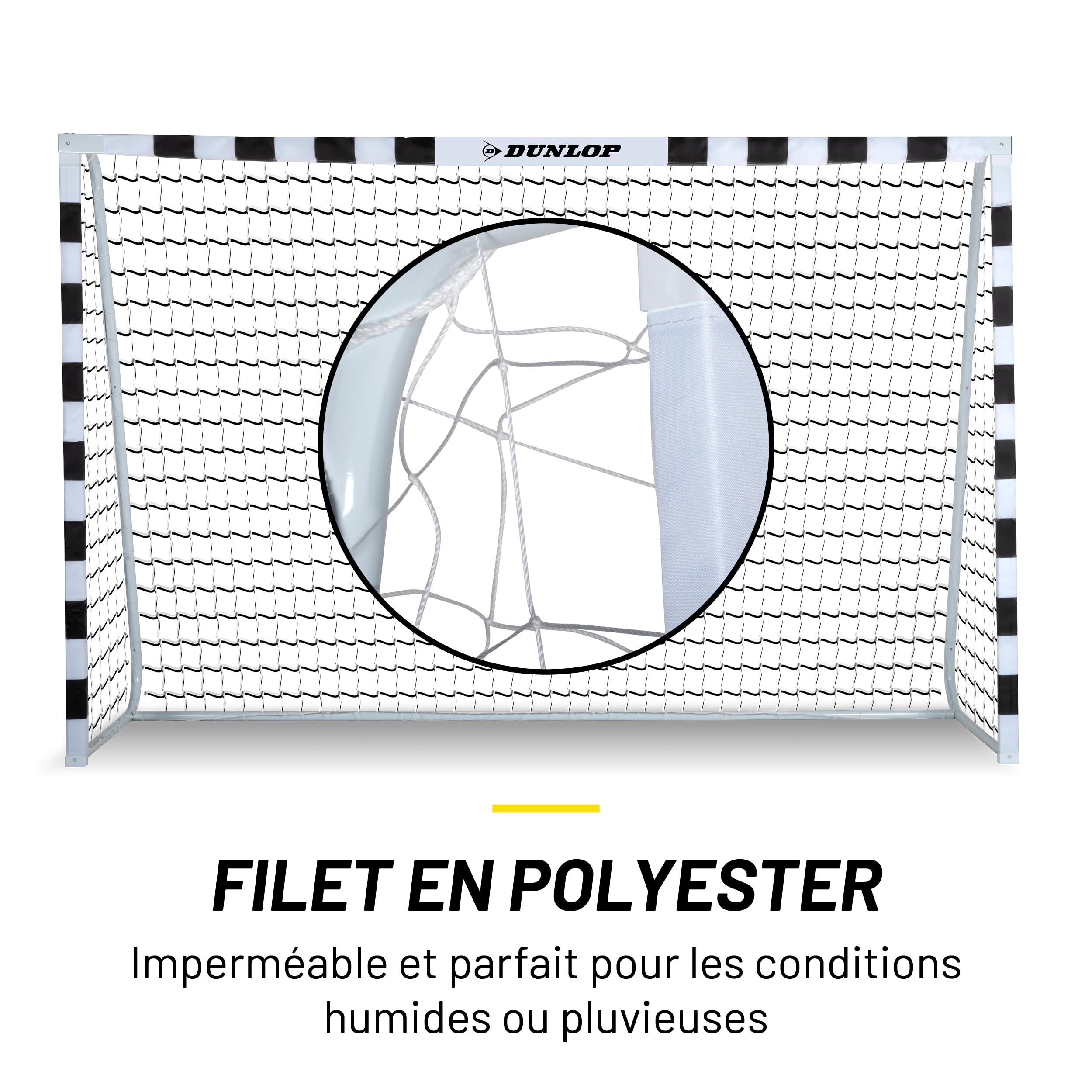 Dunlop Cage de Foot But pour Enfant 300 x 200 x 90 cm Kit Entrainement Football Exterieur Interieur Noir/Jaune