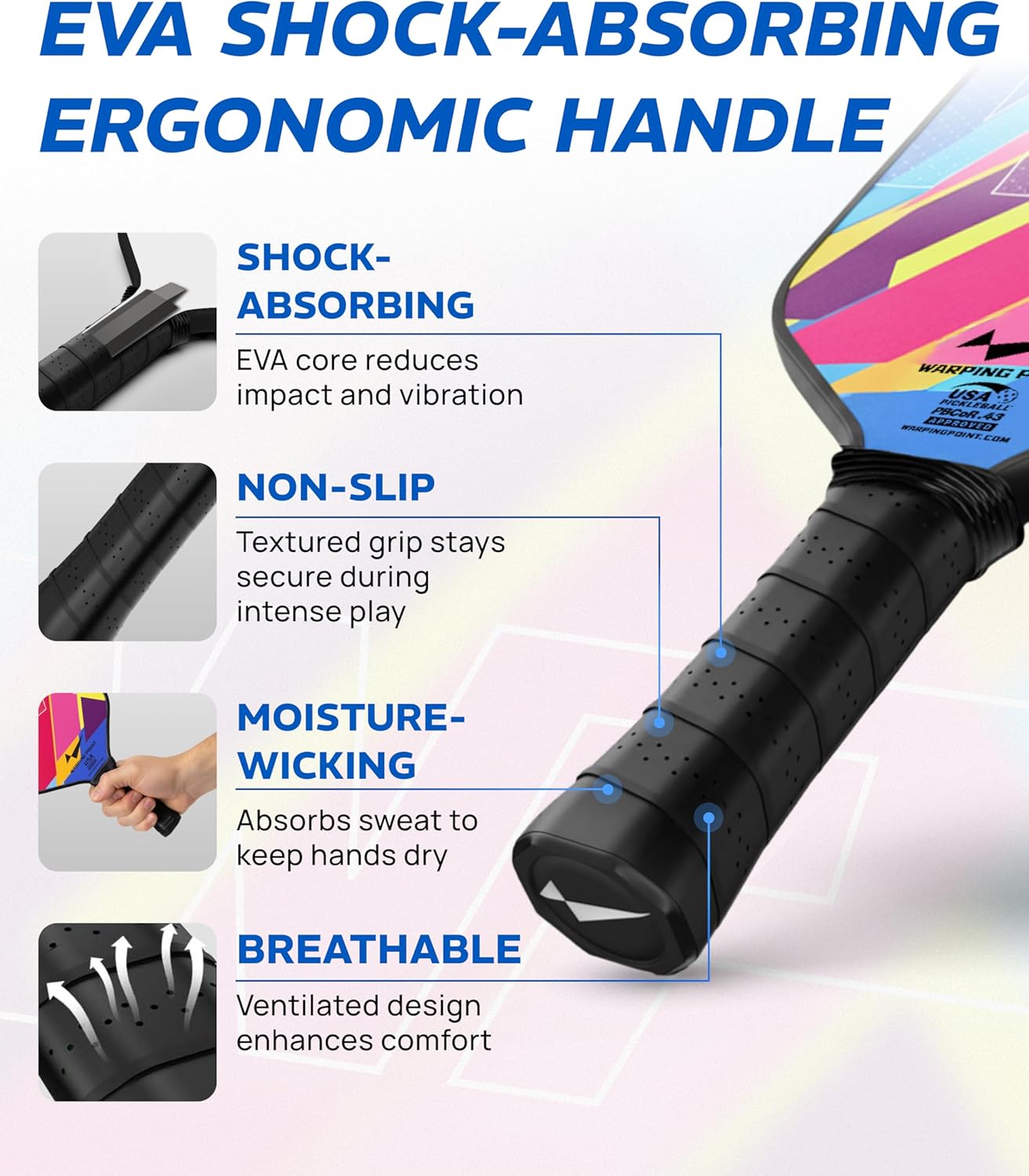 Pickleball Paddles Set of 2, Fiberglass Pickleball Set, Durable & Lightweight USAPA Approved Pickle Ball Rackets 2 Pack Pickleball Gifts for Women with Bag & Outdoor Balls for Men Beginner Kids Adults - Image 3