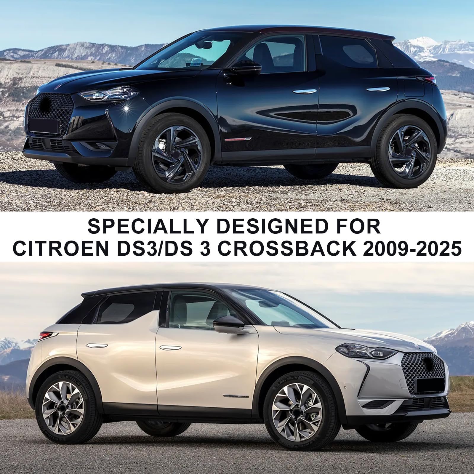 Autoabdeckung Passend für Citroen DS3/DS 3 Crossback 2009-2025, wasserdichte Vollgarage Autoplane mit Reißverschlusstür für Schnee, Regen, Allwetterschutz