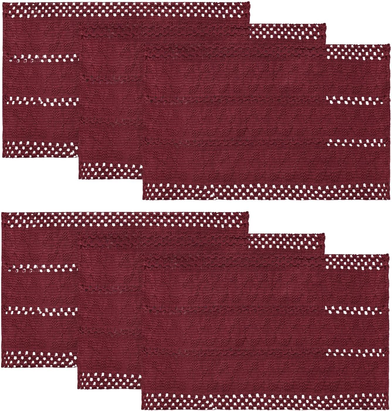 Artoid Mode Red Farmhouse Woven Rustic Hollow Placemats Set of 4-12x18 Inch