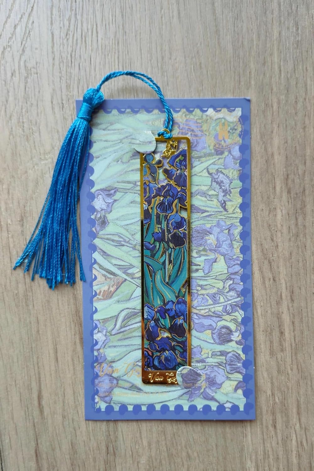 Kolbi Craft,İrisler Van Gogh Püsküllü Altın Renk Metal Kitap Ayracı Hediyelik Sanatsal