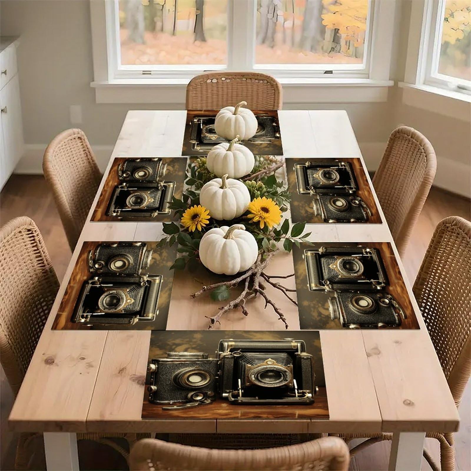 Old Camera Placemats Non-Slip Heat Resistant Table Mats Flax Washable Cloth Place Mats Easy to Clean Premium Placemat for Kitchen Dining Table Decor Party Outdoor