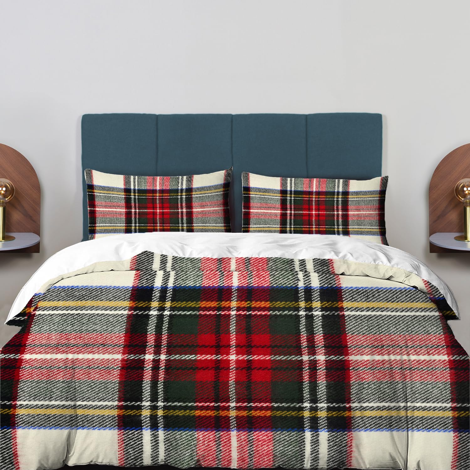 Housse de couette écossaise de qualité hôtel supérieure au design géométrique raffiné