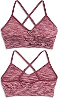 Vista 6 de Reebok Bralette sin costuras para mujer, ligero, suave, elástico, sin costuras, paquete de 2
