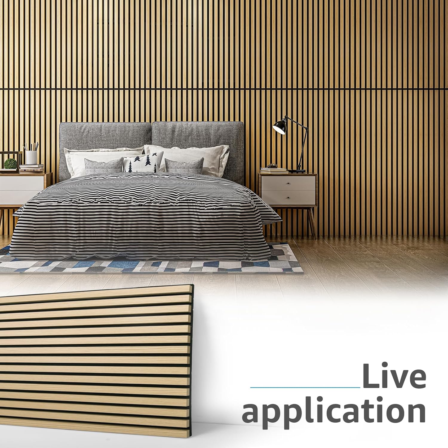 Art3d 4 Pack 47.2 x 23.6in. Wood Slat Acoustic Panels for Wall and Ceiling - 3D Fluted Sound Absorbing Panel with Wood Finish - Oak 4pcs - 47.2?23.6in. Oak