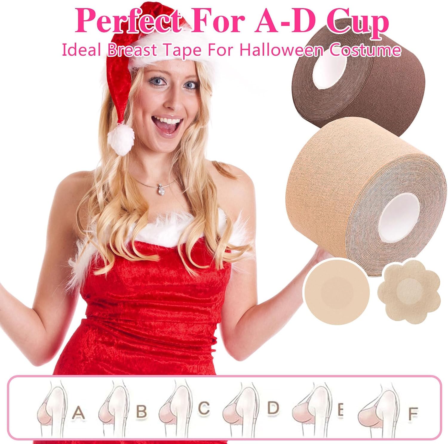 Boob Tape,2 Pcs Boobtape For Braest Lift With Nipple Covers,Invisible Boob Tape Kit for Large Breasts A-E Cup