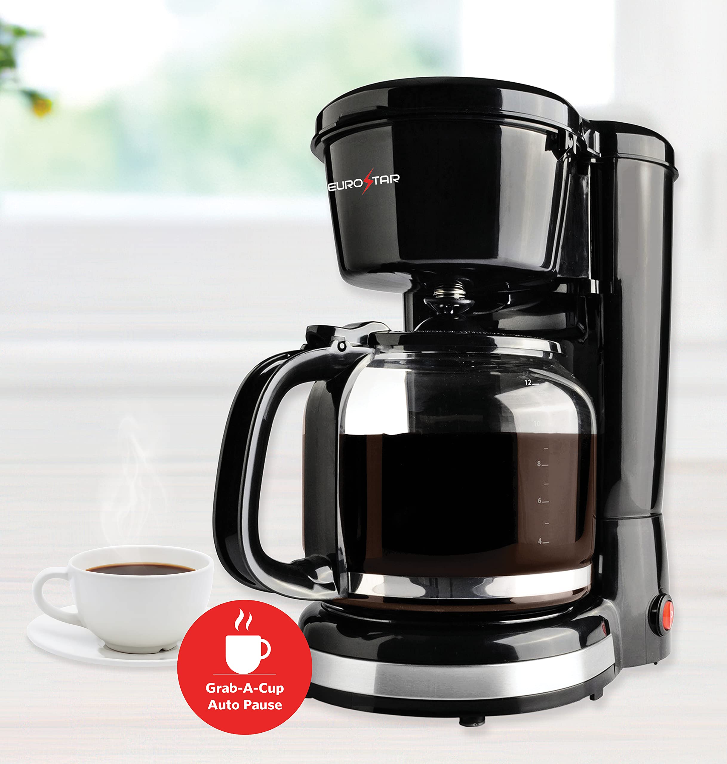 EUROSTAR ECM650B 12-Cup Coffee Maker, Black