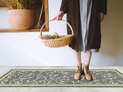 Miniatura 8 de Gloria Alfombra de cocina antideslizante con parte trasera de goma para cocina, alfombra de cocina para peldaños antideslizantes (gris, camino (20 x