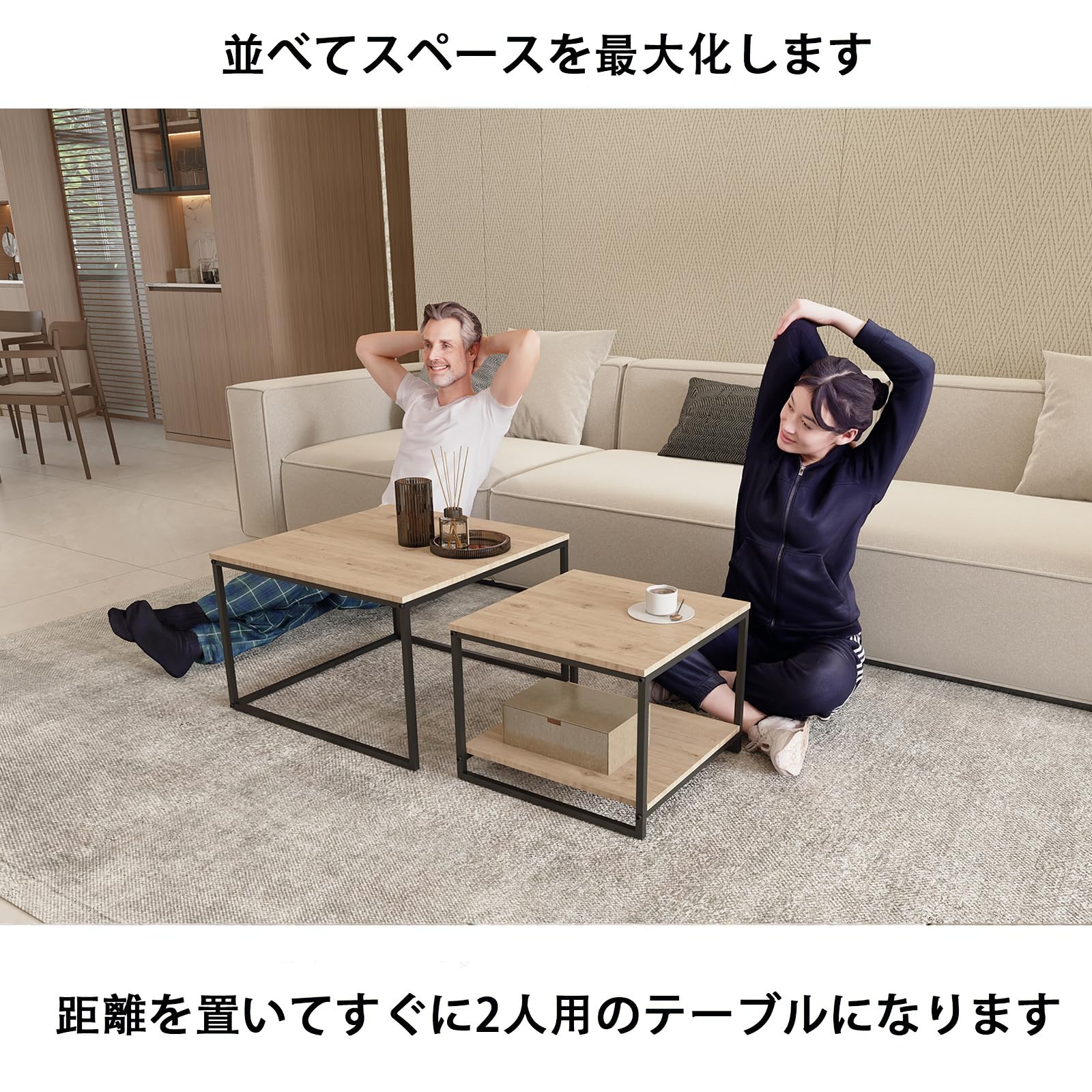 Amazon.co.jp: PluieSoleil ローテーブル センターテーブル 幅60cm+幅