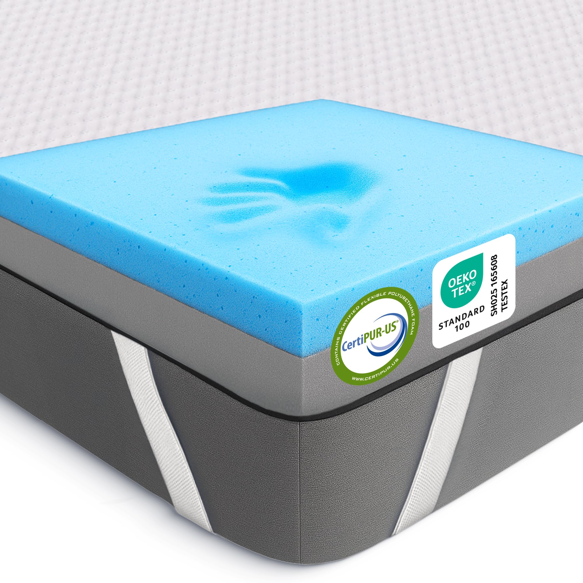 MKS 2-in-1 Gel Topper – Gelschaum Topper 180x200cm mit H3 & H4, 5-Schichten-System, Druckentlastung, Mesh-Seiten & Elastikbändern – Ideal für Seiten-, Rücken- & Bauchschläfer