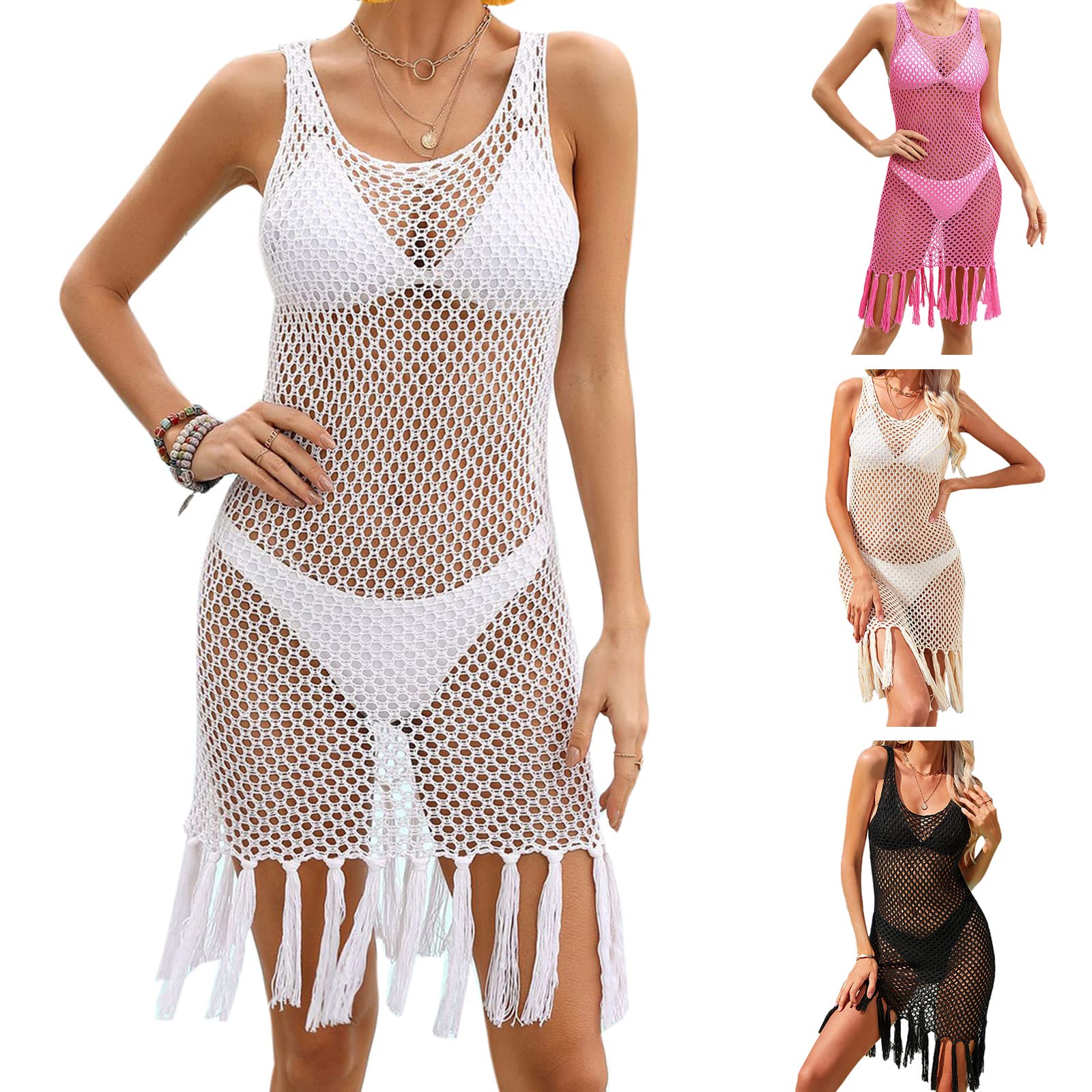Badeanzug Sonnenschutz Überzüge, Quaste, ärmelloses Strandkleid, ausgehöhltes Strandkleid, Schal, Urlaubs Bikinis, Überzug, Netz Badeanzug, Bikinis – für Frauen, Kleid, Netz Strand, ausgehöhlt,