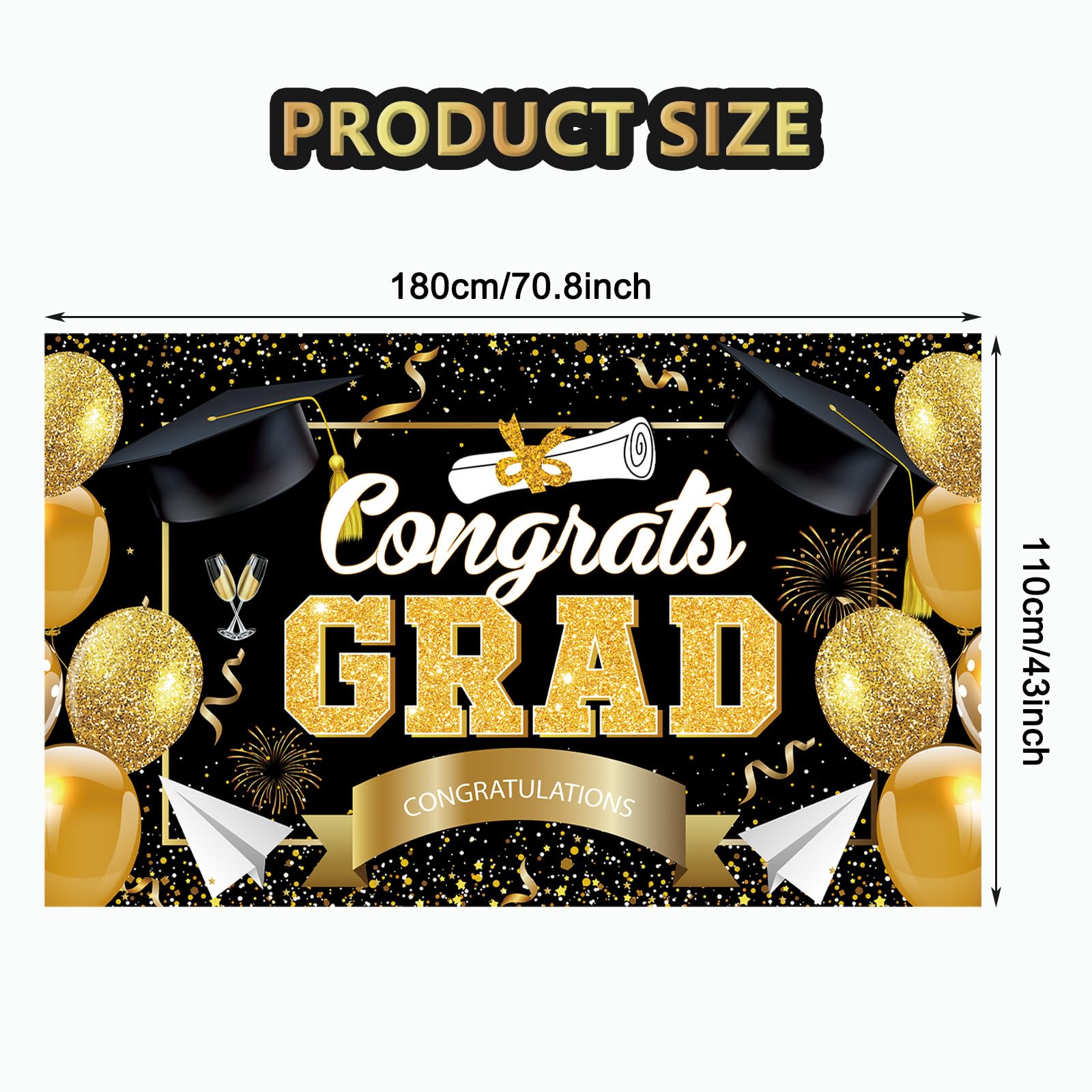 Graduation Decorations Class Of 2024, 70x43 Inch Glitter