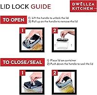 Vista 4 de DWËLLZA KITCHEN Recipientes herméticos para almacenamiento de alimentos con tapas, juego de 4 recipientes herméticos para cocina, juego