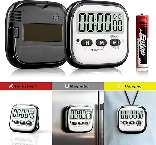 Miniatura 6 de Paquete de 2 temporizadores magnéticos de cocina para cocinar, cronómetro digital de cuenta regresiva para niños, profesores, aula, oficina