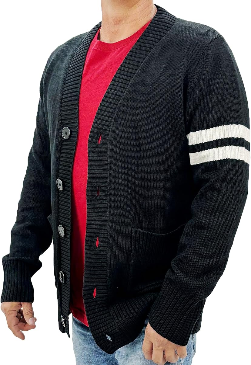 Hip Hop 50's Shop Suéter tipo cárdigan universitario Letterman de los años 50 para hombre