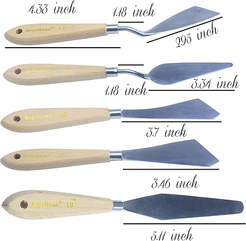 Miniatura 2 de Cuchillo de paleta grande para pintura acrílica, juego de lienzo, espátula, pala, cuchillos de pintura con mango de madera, herramientas de pintura