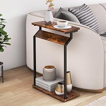 Livofloral Narrow Side Table for Small Spaces Couch End Table Slim Couch Tray Table Skinny Thin End Table for Living Room Bedroom Rustic Brown