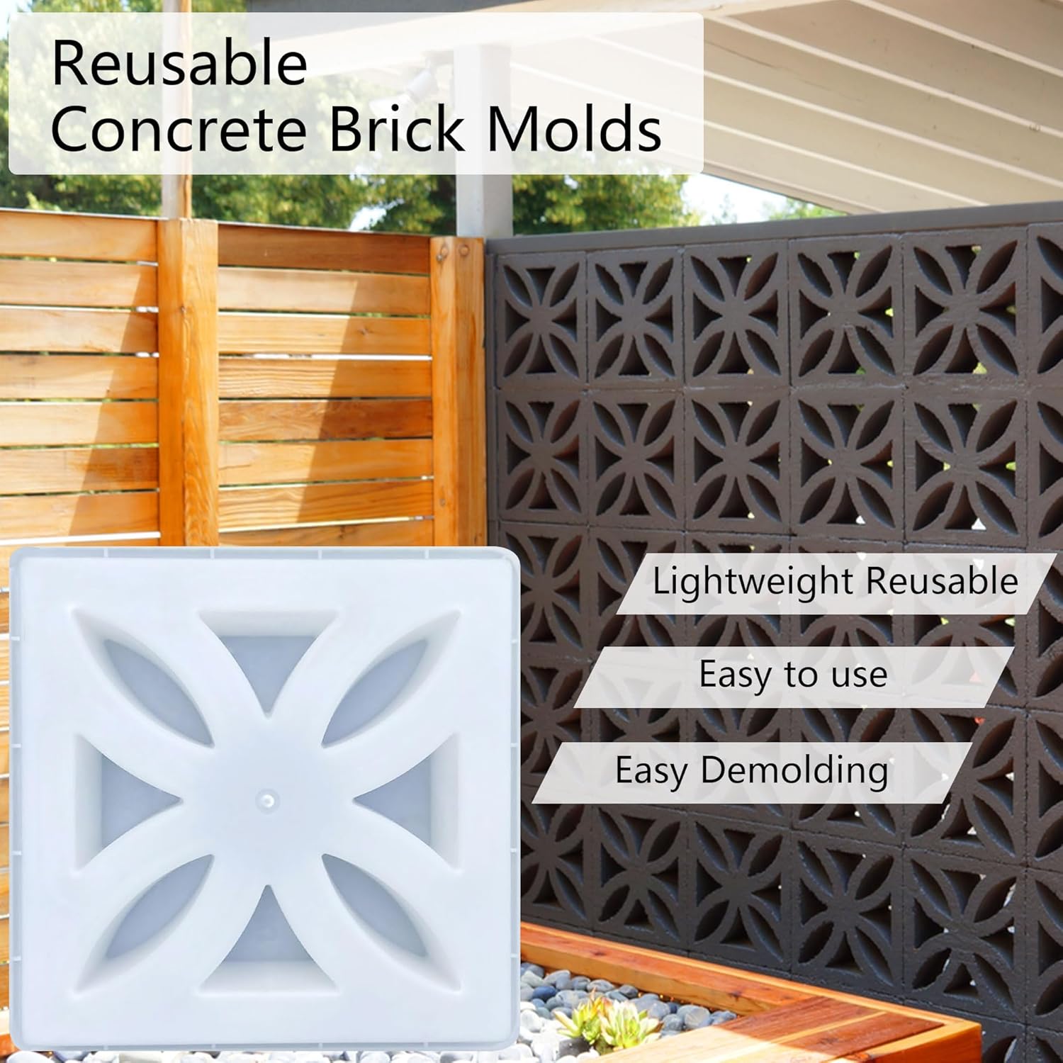 Concrete Wall Decoration Mold, DIY Cement Furniture Hollow Brick Mold, Concrete Wall Block, Easy to demold, Reusable for Architecture, Landscape beautification, and Road Engineering