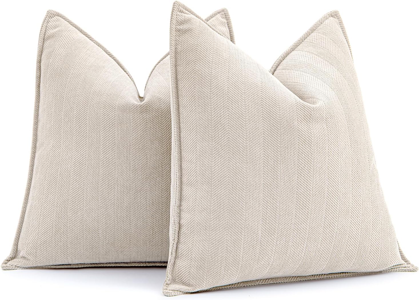 miulee pack of 2 christmas cream beige decorative pillow covers 20x20 inch soft chenille luxurious couch throw pillows farmhouse cushion covers with elegant design for sofa bedroom living room decor 20" x 20" (pack of 2) cream beige