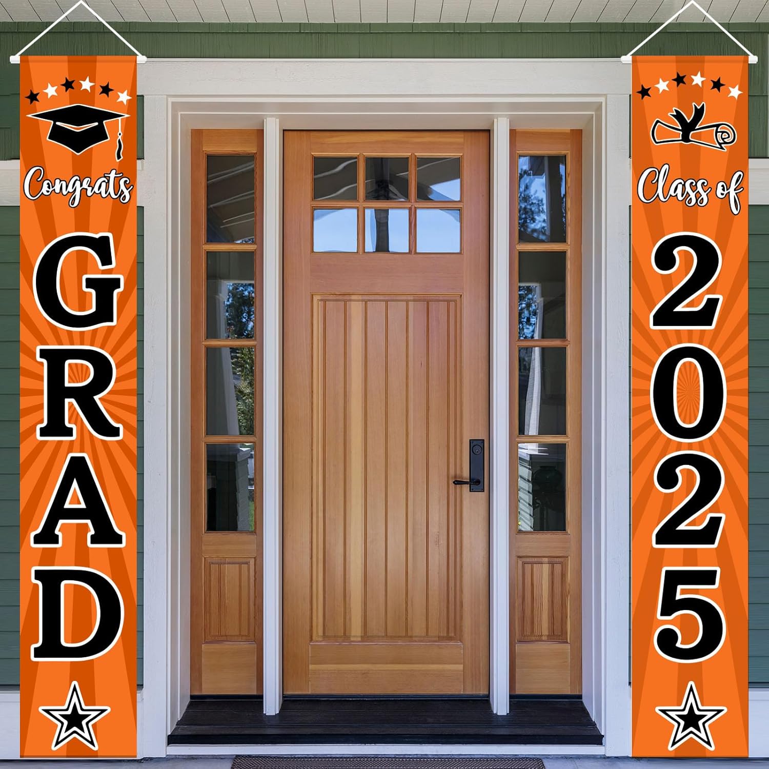Congrats Grad Class of 2025 Graduation Porch Banner, Graduate Porch Door Sign, Congratulations Graduate Banner, Graduation Decorations 2025?Orange & Black?