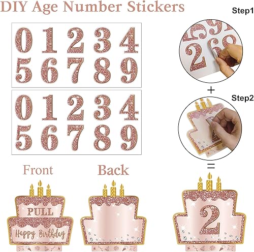 Miniatura 4 de Turypaty Caja de regalo de feliz cumpleaños con calcomanías de bricolaje para cualquier edad, caja de regalo sorpresa de oro rosa para fiesta de