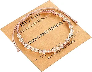 Btysun Morse Code Bracelets for Women Christmas Gift Stocking Stuffers for Teens Pink Braided Bracelets Inspirational Best Friend Birthday Gifts for Her High School Graduation Gifts for Her 2025 Mom Bracelet Jewelry