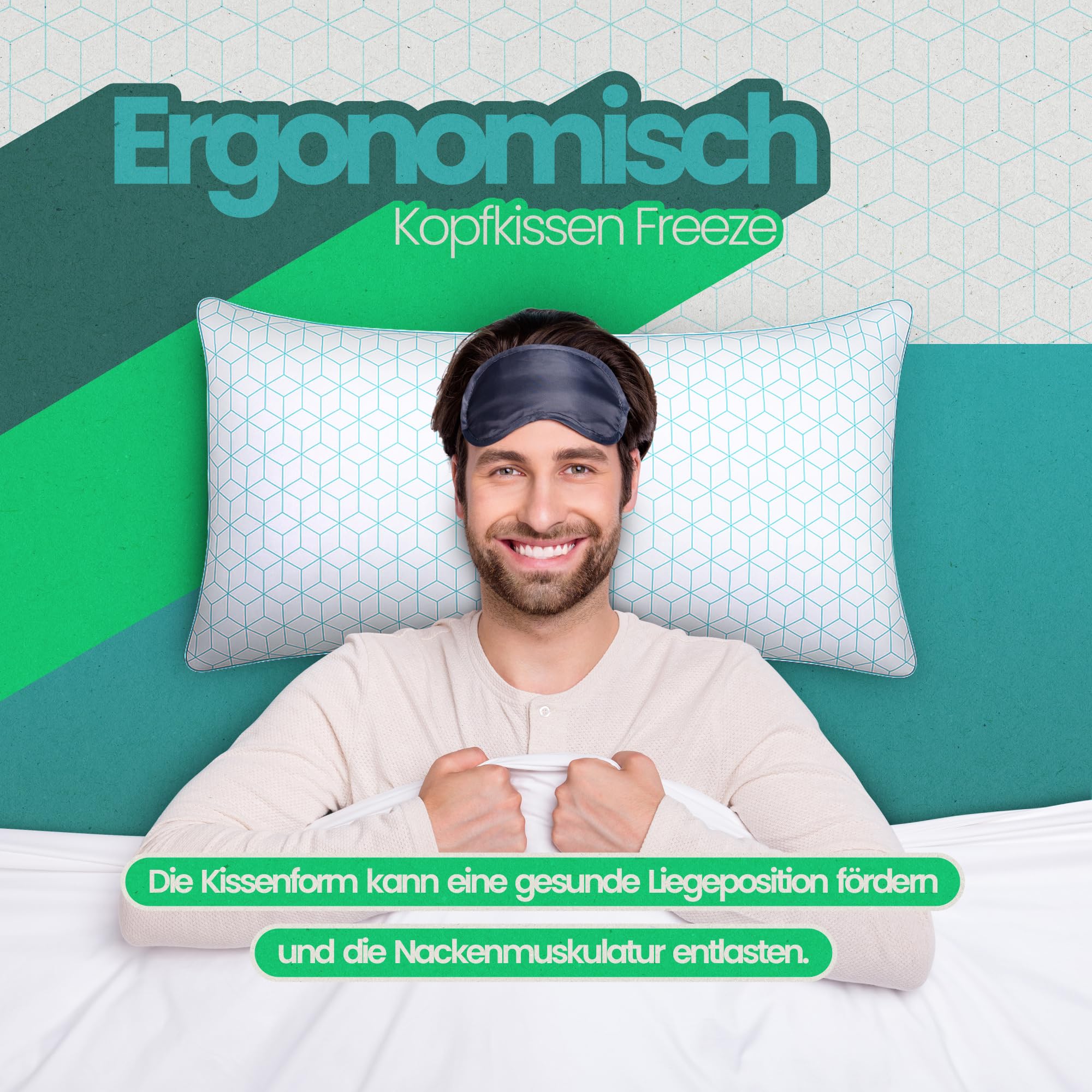 Bestlivings Kopfkissen Freeze Größe 80 x 80 cm, Kühlendes Kissen Oeko-TEX, Atmungsaktiv mit Kühl Effekt, Allergikerfreundlicher Baumwollbezug