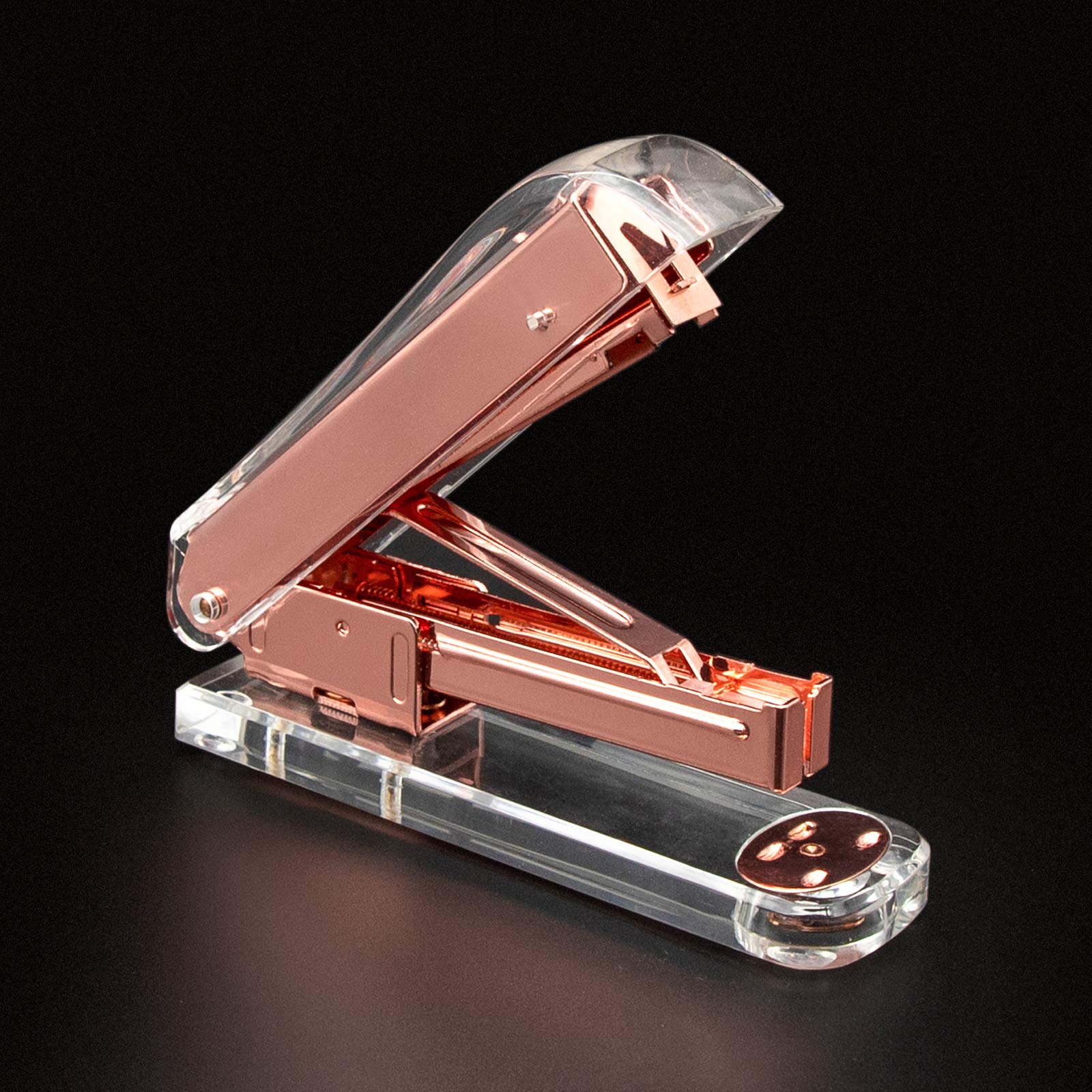 Juego de suministros de oficina de oro rosa, el paquete contiene grapadora, dispensador de cinta, removedor de grapas, tijeras, clips de carpeta, clips de papel, chinchetas y 1000 grapas. Kits