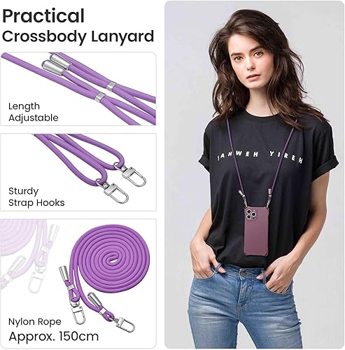 Miniatura 9 de ZCDAYE Funda para iPhone 13 Pro Max con cordón cruzado para teléfono, funda de silicona suave con correa ajustable para el hombro, funda de teléfono