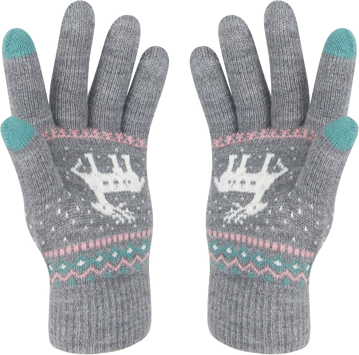 Guantes de invierno con pantalla táctil, estampado de flores de nieve, mantienen el calor para mujeres y hombres