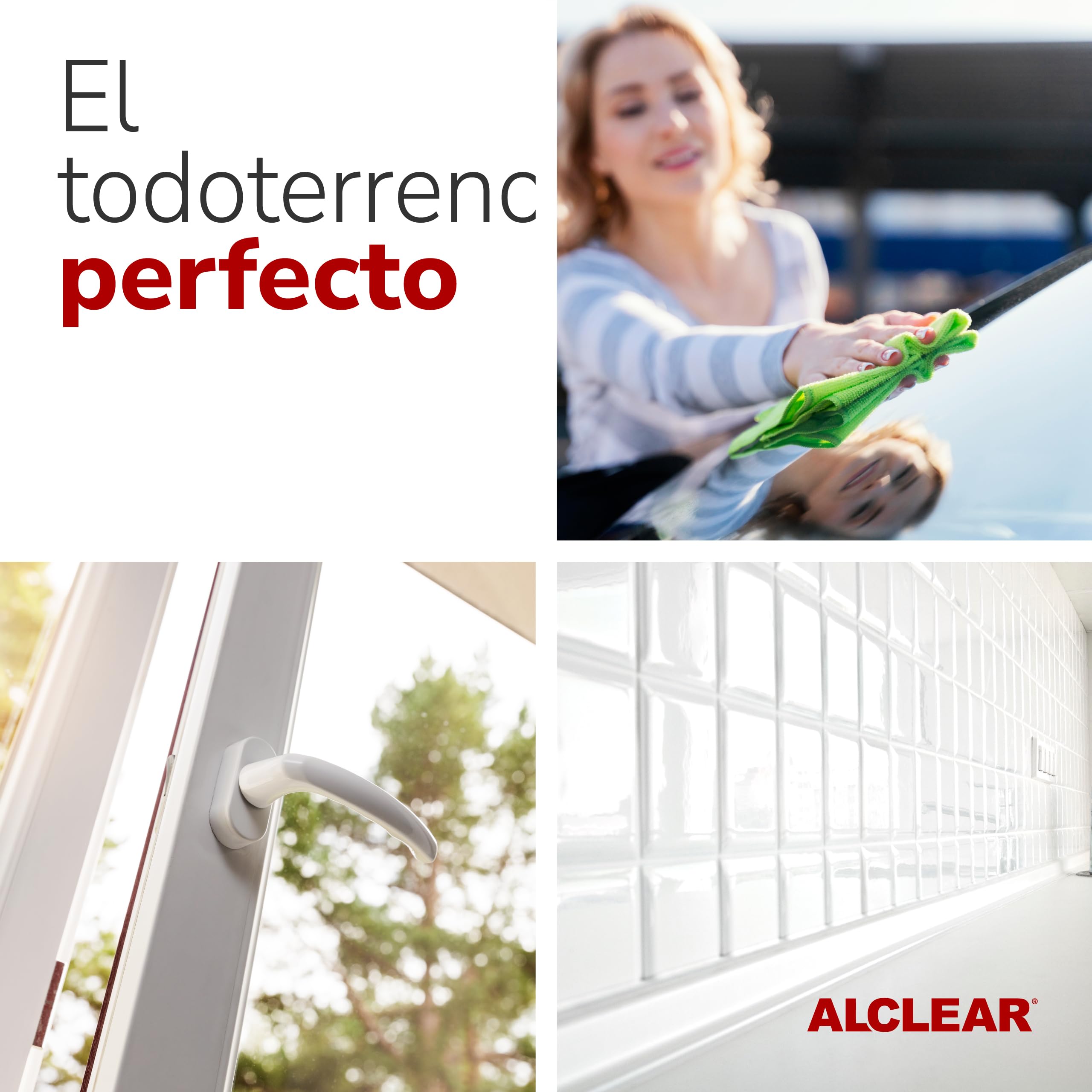 ALCLEAR 950001 Paño de Microfibra para Ventanas, Set de 5, paño de Microfibra para Cristales, del hogar y de Las Ventanas, sin Necesidad de Utilizar un paño para secar ni limpiacristales, 40 x 45 cm