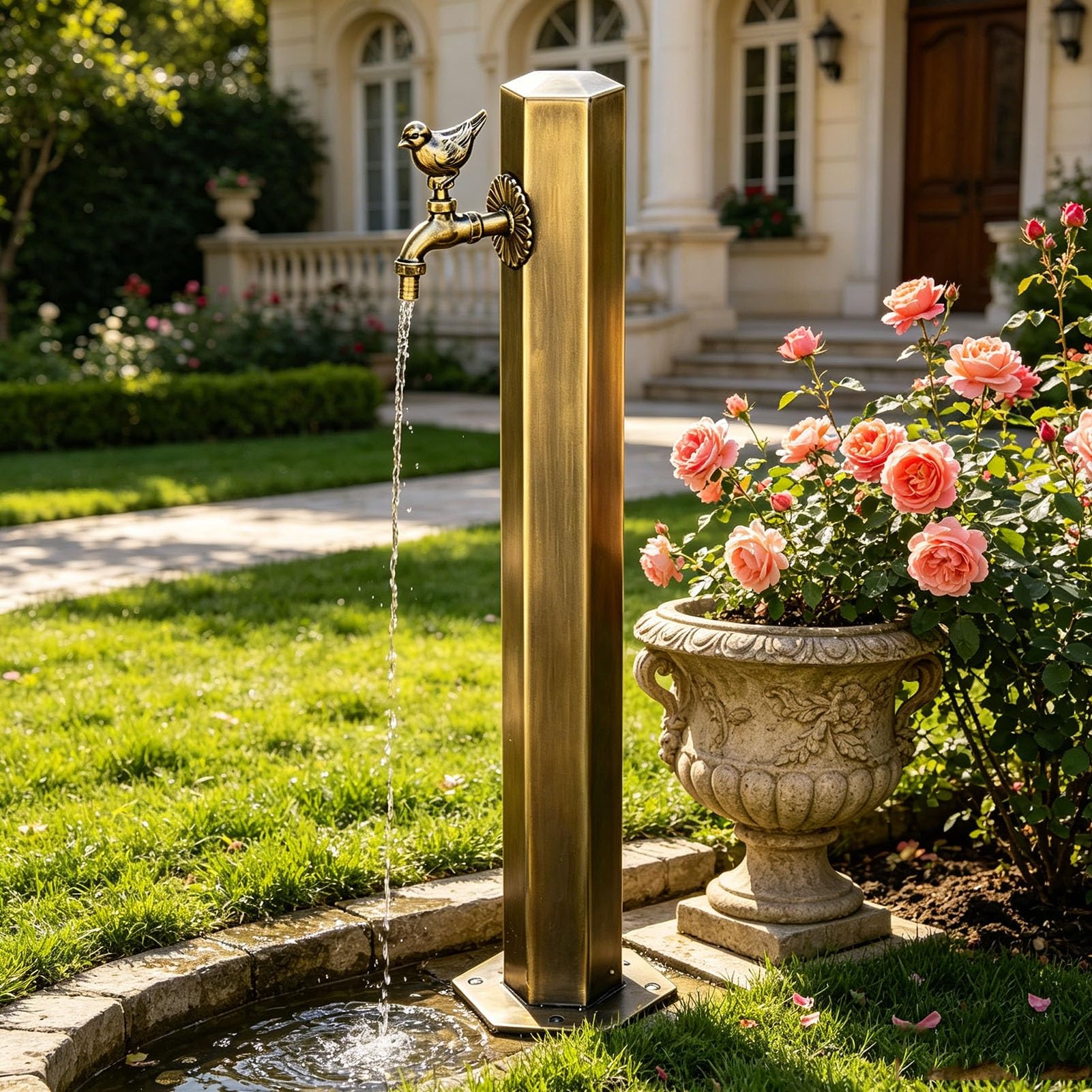 Frost Proof Yard Hydrant Outdoor Water Spigot, Freeze Proof Faucet Garden Tap for Yard Garden Farm Pasture Irrigation, Water Column Dispenser, Antique Bronze(Bottom Inlet,86cm/33.7in,Style 1)