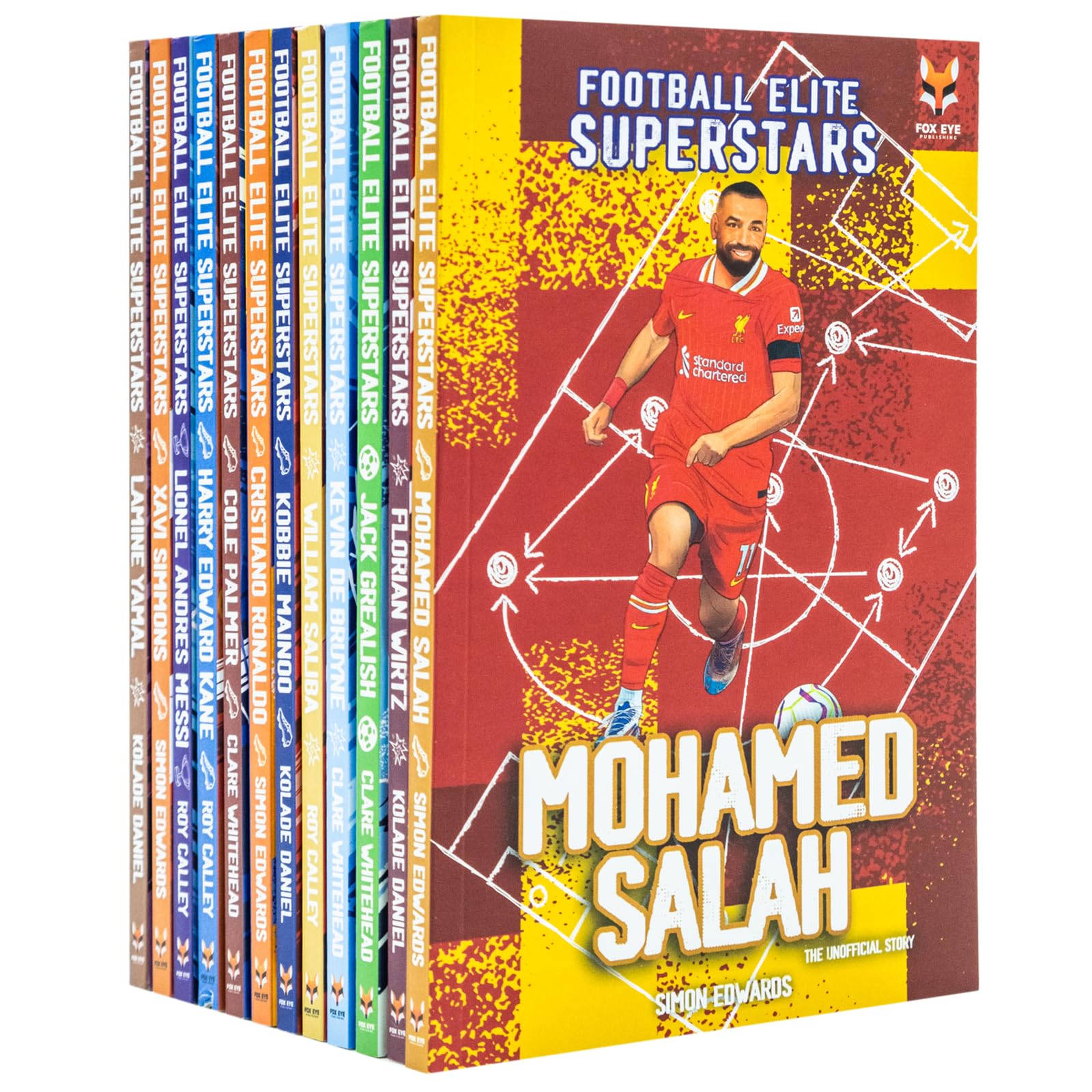 Football Elite Superstars 12 Books Box Set Ronaldo, Messi, Salah | Simon Edwards