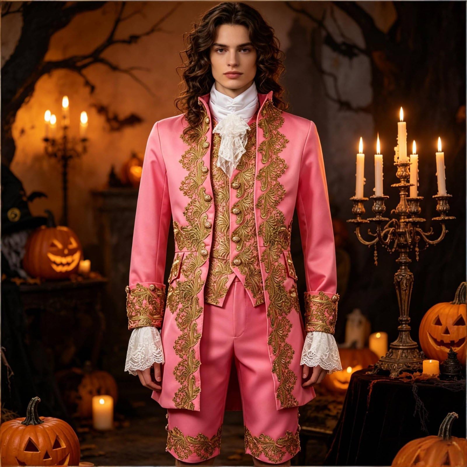 Sharplace Príncipe Traje Disfraz Medieval Conjunto Chaqueta Pantalones Detalles Material Poliéster Adecuado para Halloween Cosplay Fiestas Temáticas Presentaciones Adultos
