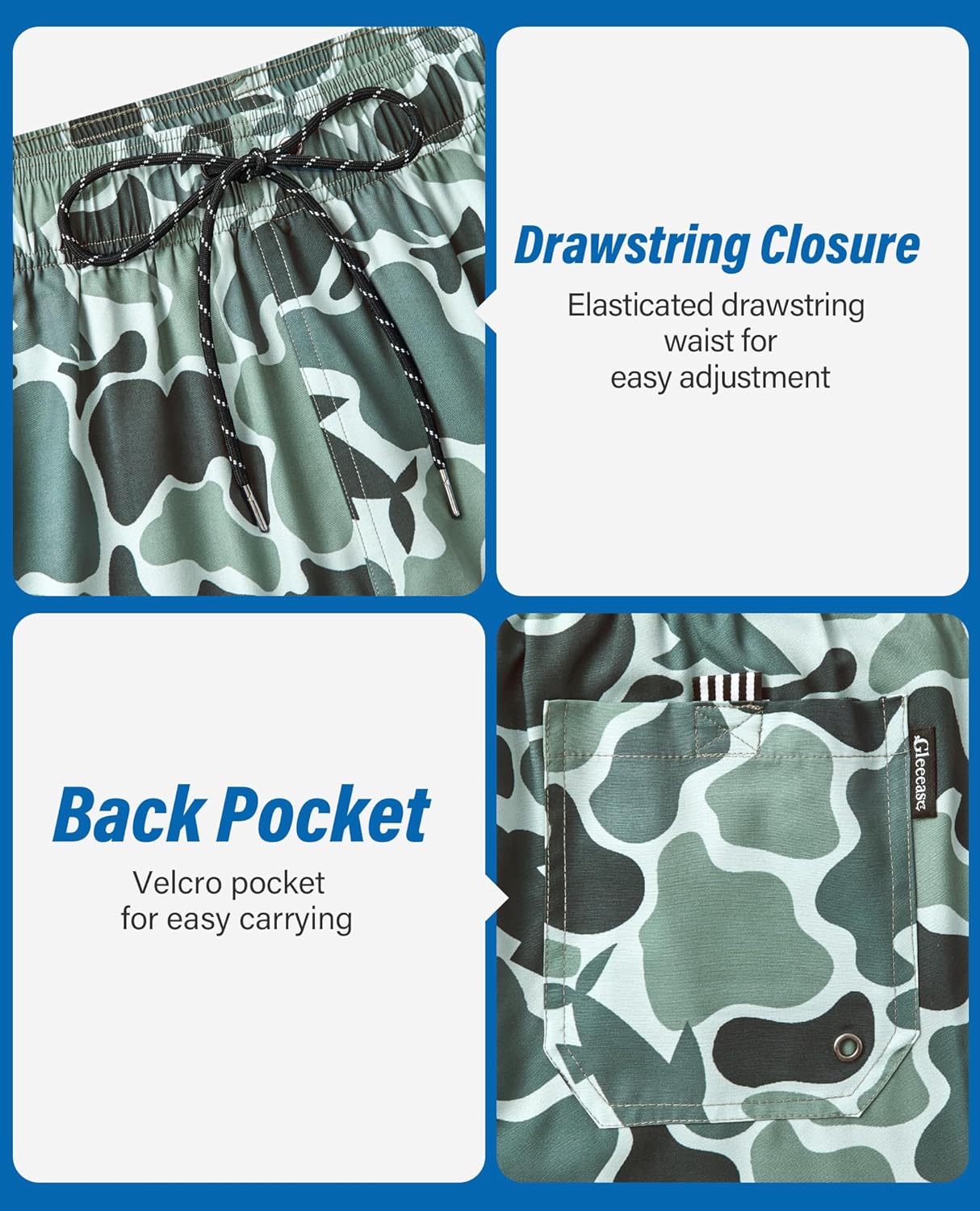 Mens Swim Trunks with Compression Liner 7 Inch Mens Bathing Suit Quick Dry Pockets Stretch Drawstring Shark Printed 2in1 - Image 5